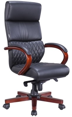 Кресло для руководителя Everprof President Wood EP 101 W Leather Black