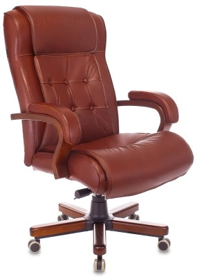 Кресло для руководителя Бюрократ T-9926WALNUT светло-коричневая кожа